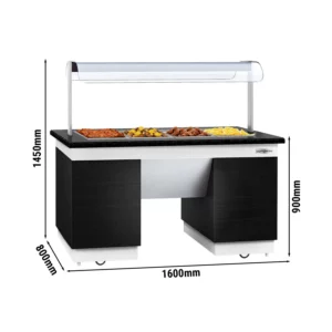 Bufetový pult - s Bain Marie - 1600mm - s LED osvetlením - pre 4x GN 1/1