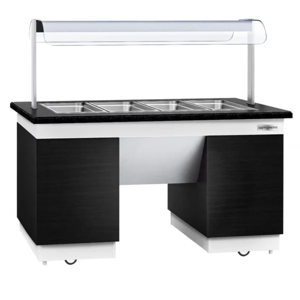 Bufetový pult - s Bain Marie - 1600mm - s LED osvetlením - pre 4x GN 1/1 - Image 6