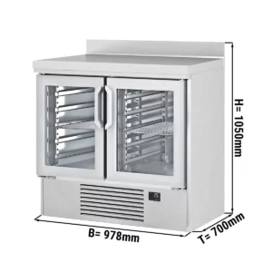Chladiaci stôl PREMIUM PLUS - 978x700 mm - s 2 sklenenými dverami a podstavcom