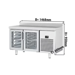 Chladiaci stôl PREMIUM PLUS - 1468 x 600 mm - s 2 sklenenými dverami a podstavcom