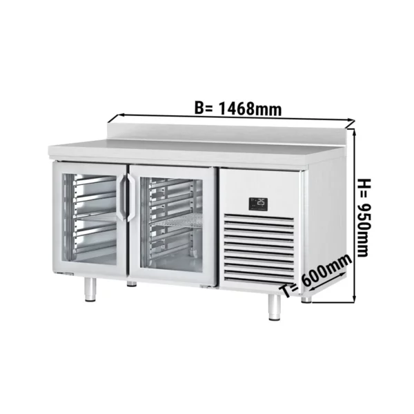 Chladiaci stôl PREMIUM PLUS - 1468 x 600 mm - s 2 sklenenými dverami a podstavcom