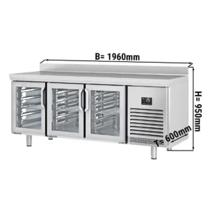 Chladiaci stôl PREMIUM PLUS - 1960 x 600 mm - s 3 sklenenými dverami a zadnou stenou
