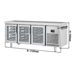 Chladiaci stôl PREMIUM PLUS - 2185x800mm - s 3 sklenenými dverami