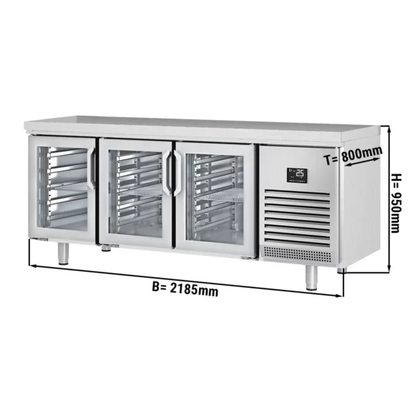 Chladiaci stôl PREMIUM PLUS - 2185x800mm - s 3 sklenenými dverami