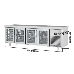 Chladiaci stôl PREMIUM PLUS - 2752x800mm - so 4 sklenenými dverami