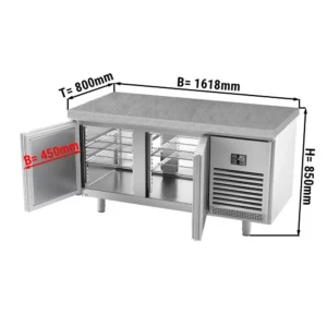Pekársky chladiaci stôl Premium PLUS - 1618x800mm - s dvierkami na oboch stranách a žulovou pracovnou doskou