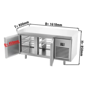 Pekársky chladiaci stôl Premium PLUS - 1618x800mm - s dvierkami na oboch stranách