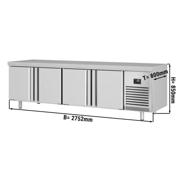 Pekársky chladiaci stôl PREMIUM PLUS - 2752x800mm - so 4 dverami
