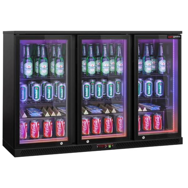 Barová chladnička - 1330 mm - 320L - LED osvetlenie a 3 krídlové dvere - vonkajšok & vnútro čierny - Image 6