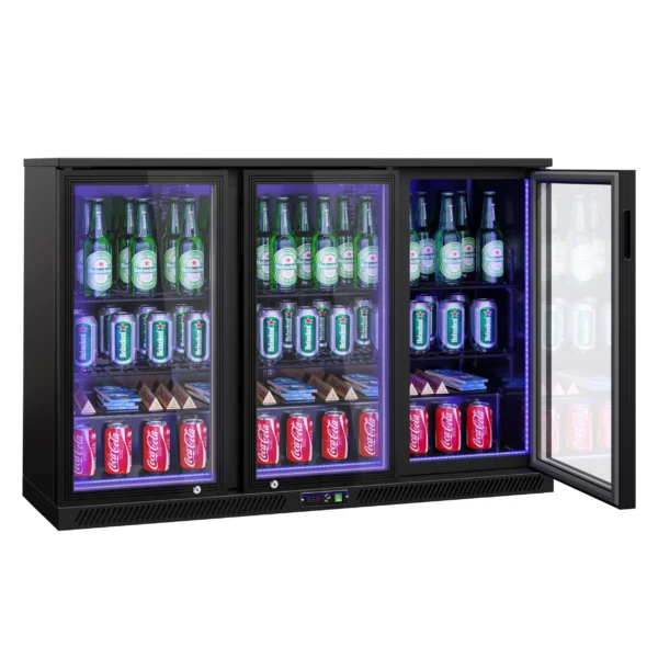 Barová chladnička - 1330 mm - 320L - LED osvetlenie a 3 krídlové dvere - vonkajšok & vnútro čierny - Image 7