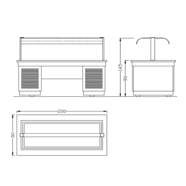 Bufetový pult - s Bain Marie - 2000 mm - s LED osvetlením - pre 5x GN 1/2 - Image 4