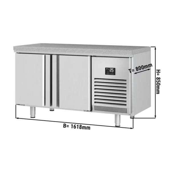 Pekársky mraziaci stôl Premium PLUS - 1618 x 800 mm - s 2 dvierkami a žulovou pracovnou doskou