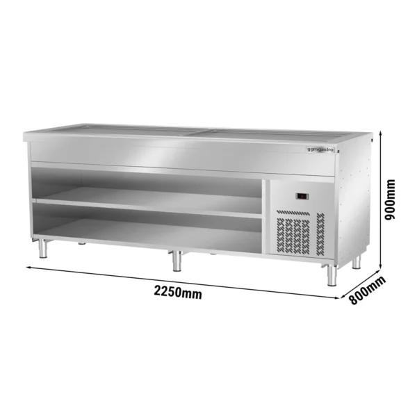 Bufetový pult studený KODAŇ - 2250mm - s chladiacou doskou - pre 6x GN 1/1 - nerez AISI 304