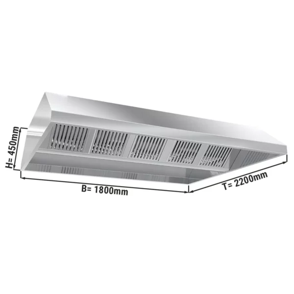 Stropný digestor 1,8 m - s filtrom a lampou
