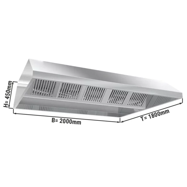 Stropný digestor 2,0 m - s filtrom a lampou