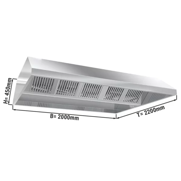 Stropný digestor 2,0 m - s filtrom a lampou