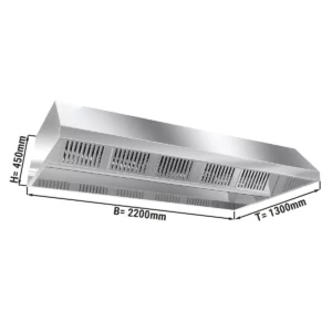 Stropný digestor 2,2 m - s filtrom a lampou