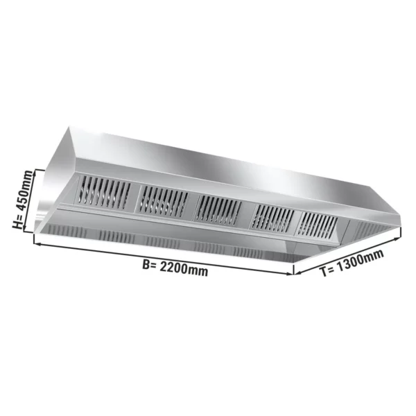 Stropný digestor 2,2 m - s filtrom a lampou