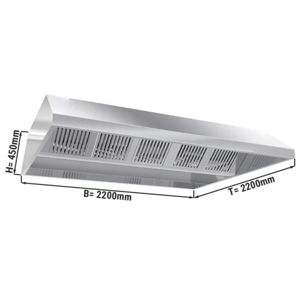 Stropný digestor 2,2 m - s filtrom a lampou