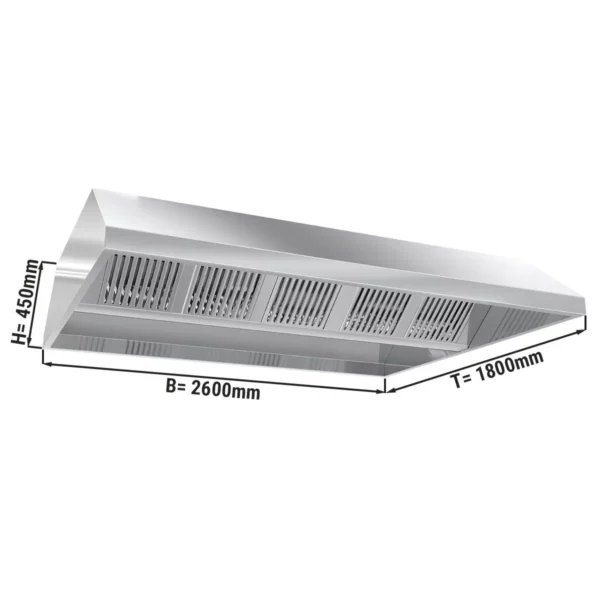 Stropný digestor 2,6 m - s filtrom a lampou