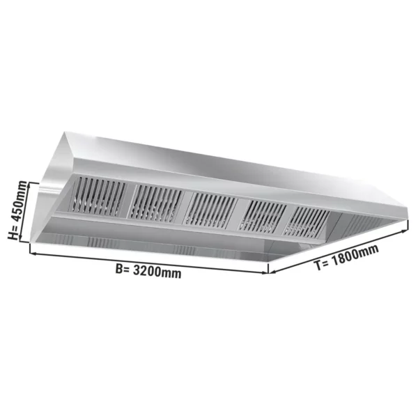 Stropný digestor 3,2 m - s filtrom a lampou