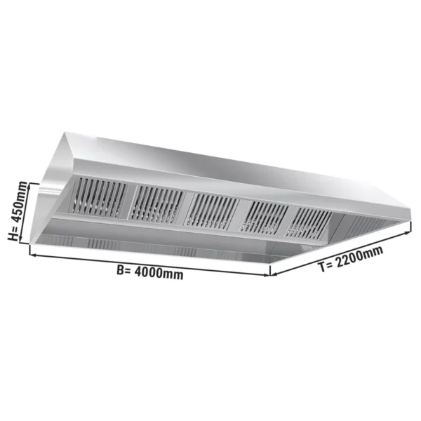 Stropný digestor 4,0 m - s filtrom a lampou