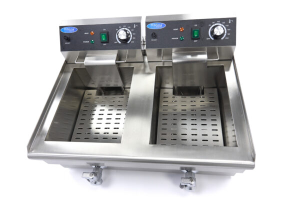 Elektrická fritéza s kohútikom – 2×13 l | Maxima 09365231 - Image 3