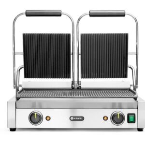 Dvojitý kontaktný gril Drážkovaná, HENDI, drážkovaný vrch a spodok, 230V/3600W, 570x395x(H)510mm