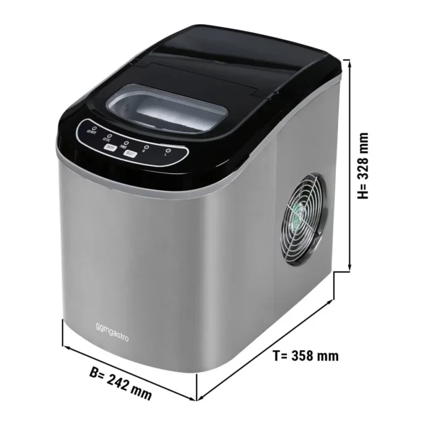 Stroj na kocky ľadu - dutý valec - 12kg/24h - strieborný