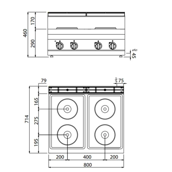 Elektrický sporák - 10,4 kW - 4 platne okrúhle - Image 2