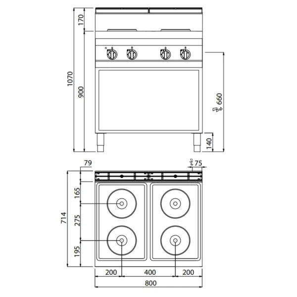 Elektrický sporák - 10,4 kW - 4 platne okrúhle - Image 3