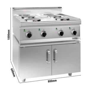 Elektrický sporák - 8 kW - 4 platne okrúhle - vrátane podstavca s 2 dvierkami