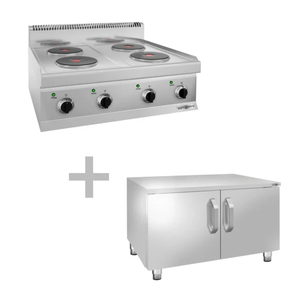 Elektrický sporák - 8 kW - 4 platne okrúhle - vrátane podstavca s 2 dvierkami - Image 6
