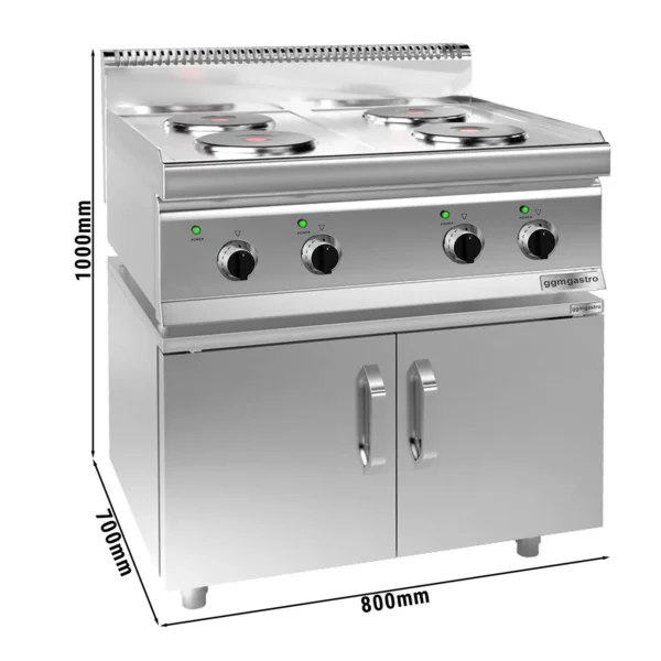 Elektrický sporák - 9,2 kW - 4 platne okrúhle - vrátane podstavca s 2 dvierkami - Image 6