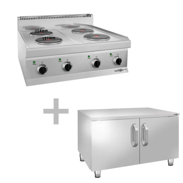 Elektrický sporák - 9,2 kW - 4 platne okrúhle - vrátane podstavca s 2 dvierkami - Image 5