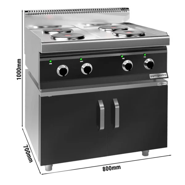 Elektrický sporák - 9,2 kW - 4 platne okrúhle - vrátane podstavca s 2 dvierkami - Image 6