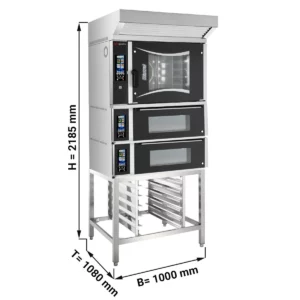 Pekársky kombinovaný konvektomat - dotykový - 6x EN 60x40 - vrátane 2 pecí na pizzu, digestora a základného rámu