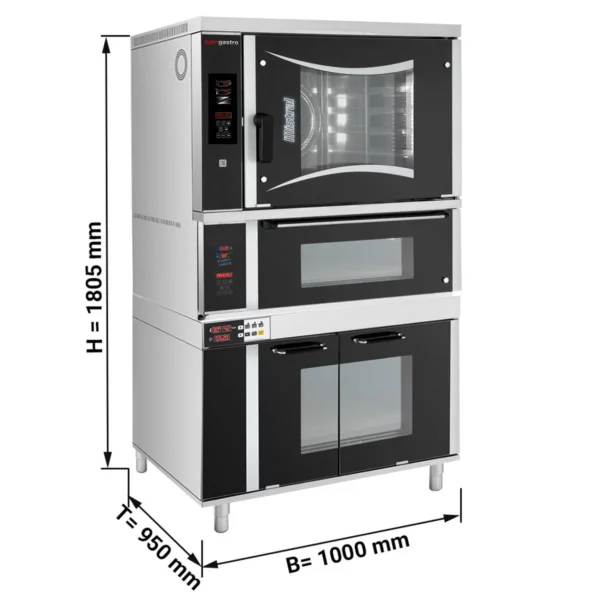 Pekárenský kombinovaný konvektomat - Digitálny - 6x EN 60x40 - vrátane pece na pizzu, podstavca a skrinky na kysnutie