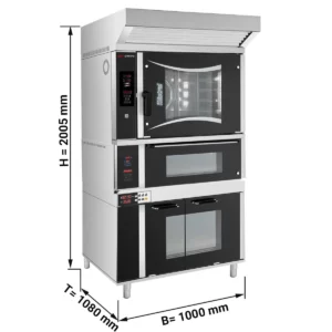 Pekárenský kombinovaný konvektomat - 6x EN 60x40 - Digitálny - vrátane pece na pizzu, digestora a skrinky na kysnutie