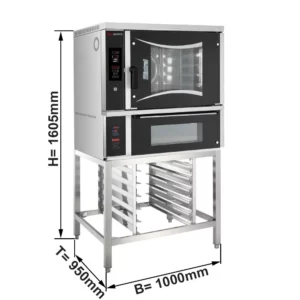 Pekárenská elektrická teplovzdušná rúra - digitálna - 6x EN 60x40 - vrátane pece na pizzu a základného rámu