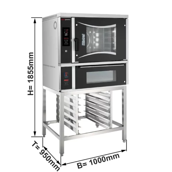 Pekárenská elektrická teplovzdušná rúra - digitálna - 6x EN 60x40 - vrátane pece na pizzu a základného rámu