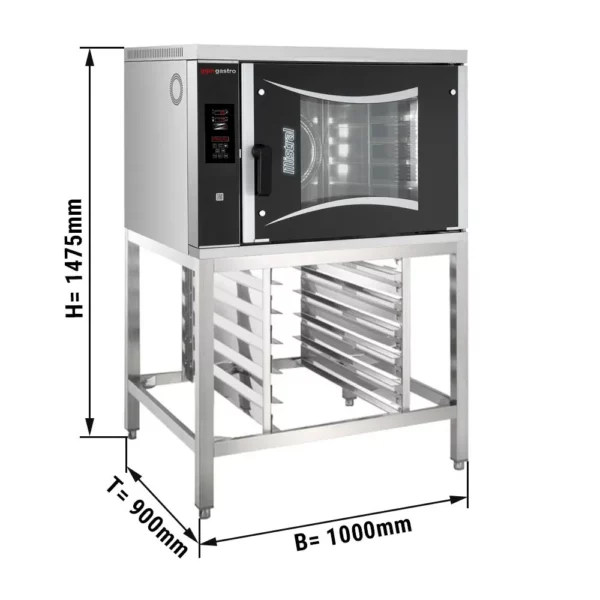 Pekársky kombinovaný konvektomat - Digitálny - 6x EN 60x40 - vrátane podstavca a držiaka podnosu - Image 4