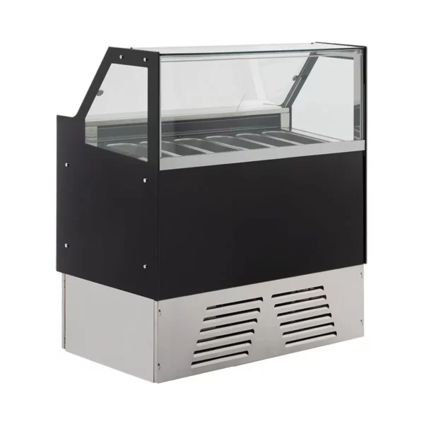 Zmrzlinový pult EMMA - 1190 mm - cirkulujúci vzduch - pre 6x 5 litrové alebo 4x 7 litrové nádoby na zmrzlinu - čierny - Image 2