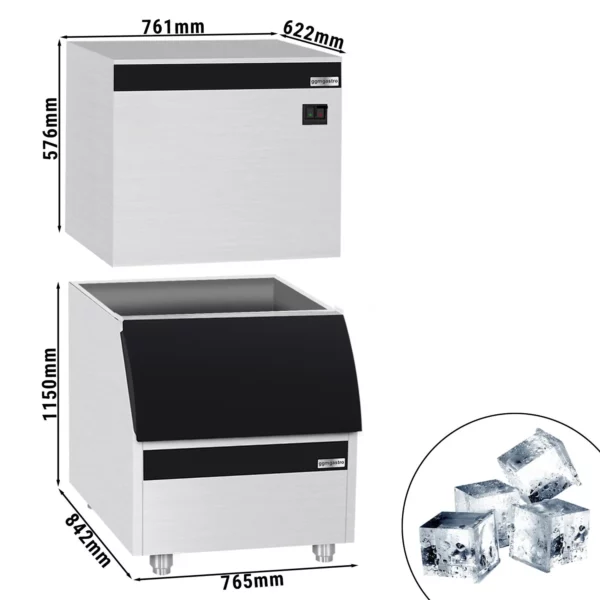 Výrobník ľadových kociek - kocky - 230 kg/24h vrátane skladovacej nádoby