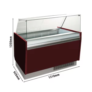 Zmrzlinový pult - Liam - 1310mm - s LED osvetlením - na 10 + 10 nádob - granátová červená