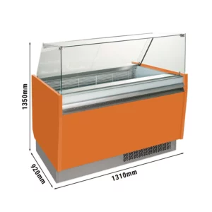 Zmrzlinový pult - Liam - 1310mm - s LED osvetlením - na 10 + 10 nádob - oranžový