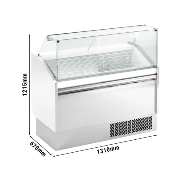 Zmrzlinový pult LEVI - 1310mm - statický - pre 7+7x 5 litrové nádoby na zmrzlinu - biely