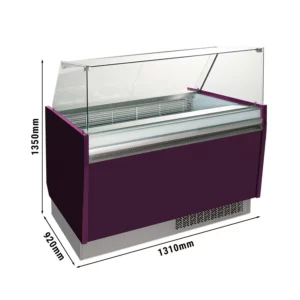 Zmrzlinový pult - Liam - 1310mm - s LED osvetlením - na 10 + 10 nádob - fialový