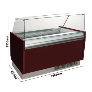Zmrzlinový pult LIAM - 1560mm - statický - pre 13+13x 5 litrové nádoby na zmrzlinu - granátová červená