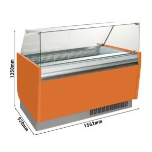 Zmrzlinový pult LIAM - 1560mm - statický - pre 13+13x 5 litrové nádoby na zmrzlinu - oranžový
